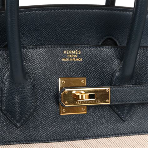 Vintage Hermes Birkin 35 Bleu Indigo Courchevel and Toile H 